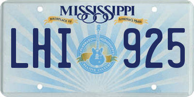 MS license plate LHI925