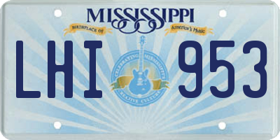 MS license plate LHI953