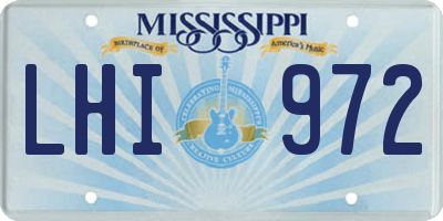 MS license plate LHI972