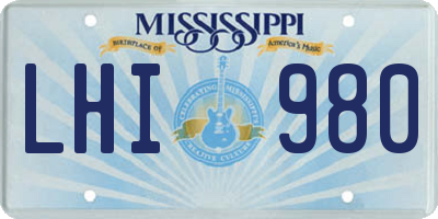 MS license plate LHI980