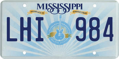 MS license plate LHI984