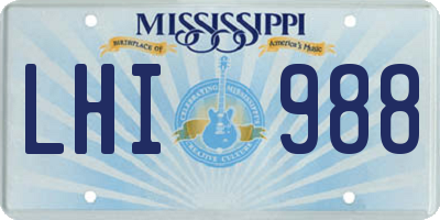 MS license plate LHI988
