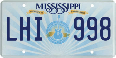 MS license plate LHI998