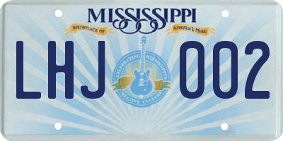 MS license plate LHJ002