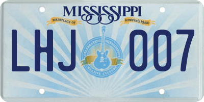 MS license plate LHJ007