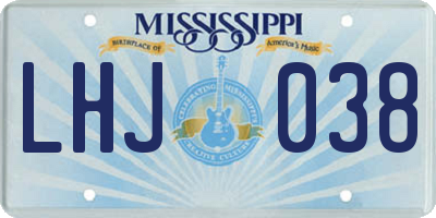 MS license plate LHJ038