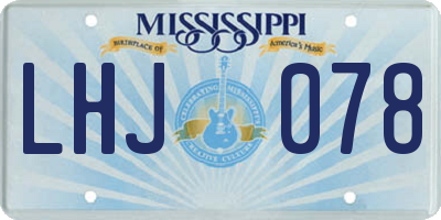 MS license plate LHJ078