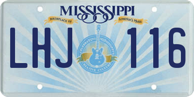 MS license plate LHJ116