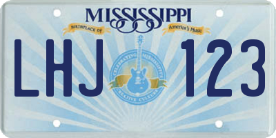 MS license plate LHJ123