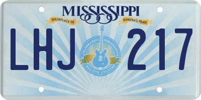 MS license plate LHJ217