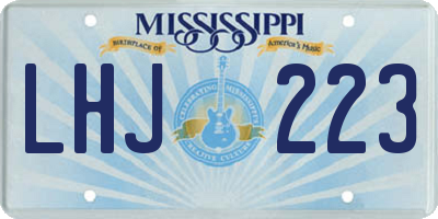 MS license plate LHJ223