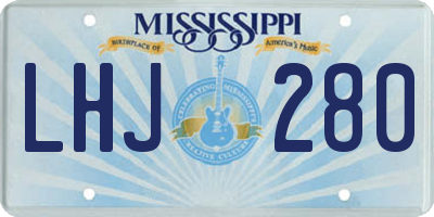 MS license plate LHJ280