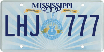 MS license plate LHJ777