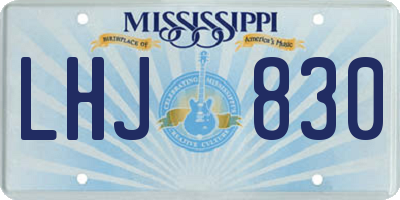 MS license plate LHJ830