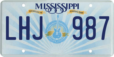 MS license plate LHJ987