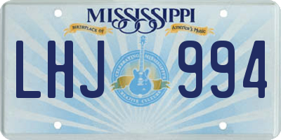 MS license plate LHJ994