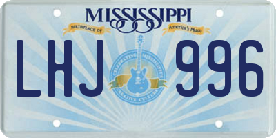 MS license plate LHJ996