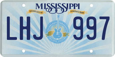 MS license plate LHJ997