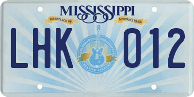 MS license plate LHK012