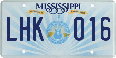 MS license plate LHK016