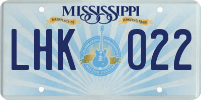 MS license plate LHK022