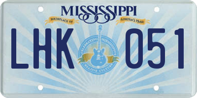 MS license plate LHK051