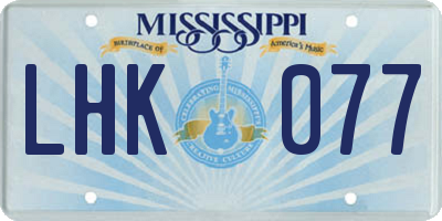 MS license plate LHK077
