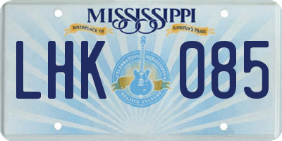MS license plate LHK085