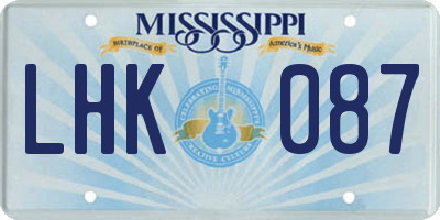 MS license plate LHK087