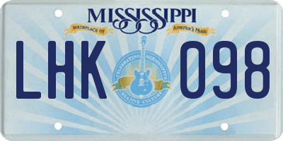 MS license plate LHK098