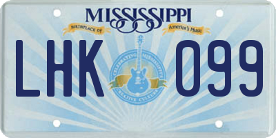 MS license plate LHK099
