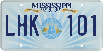 MS license plate LHK101