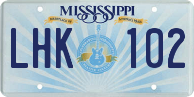 MS license plate LHK102