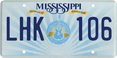 MS license plate LHK106