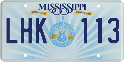 MS license plate LHK113