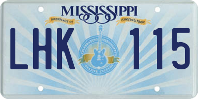 MS license plate LHK115