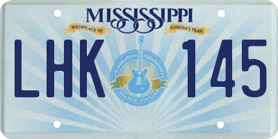 MS license plate LHK145