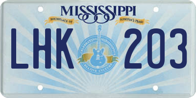 MS license plate LHK203