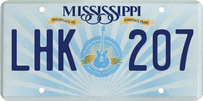 MS license plate LHK207