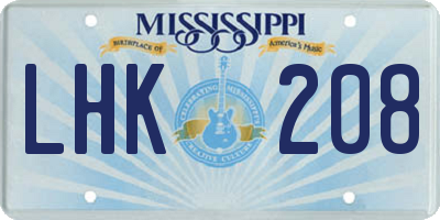 MS license plate LHK208