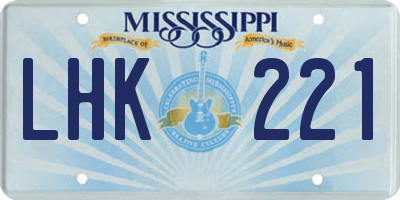 MS license plate LHK221