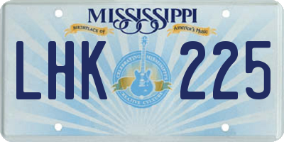MS license plate LHK225