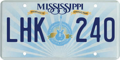 MS license plate LHK240