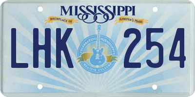 MS license plate LHK254