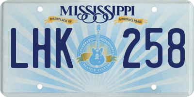 MS license plate LHK258