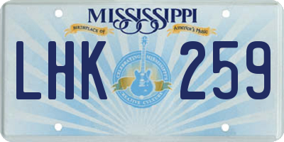 MS license plate LHK259