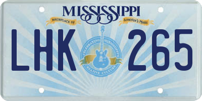 MS license plate LHK265