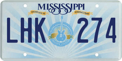 MS license plate LHK274