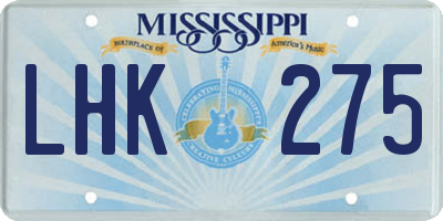 MS license plate LHK275