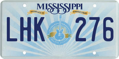 MS license plate LHK276